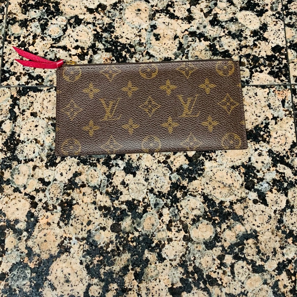 Louis Vuitton Brown Monogram Card Holder with Red Accent